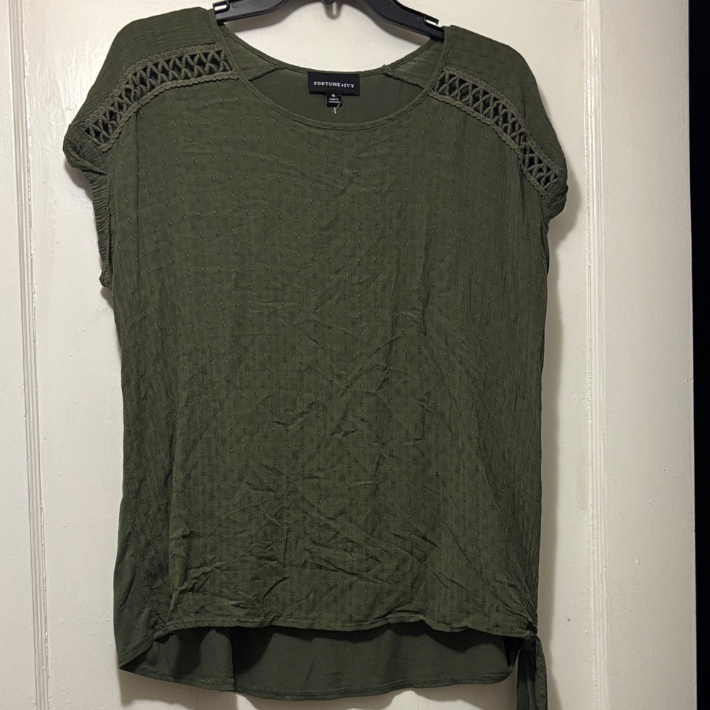 Olive Green Textured Blouse